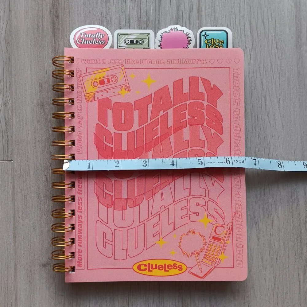 Clueless 30th Anniversary Spiral Bound Tabbed Notebook Lined 96 Sheets Pink Gold